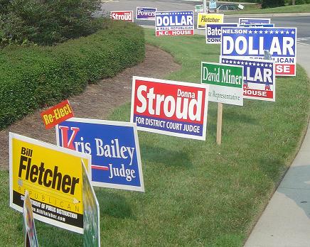 political yard sign in Fontana, Rancho, Jurupa, Riverside and Eastvale