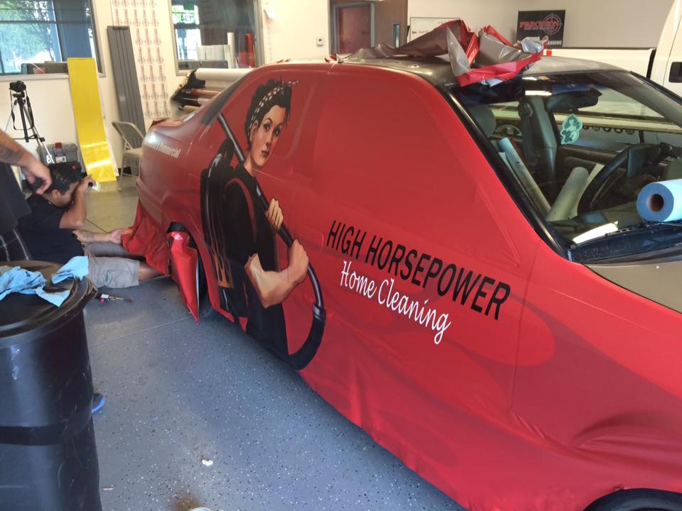 Vehicle Wrap Process - Custom Vinyl Wrap for High Horsepower Home Cleaning Company - Fontana, Rancho, Jurupa, Riverside and Eastvale